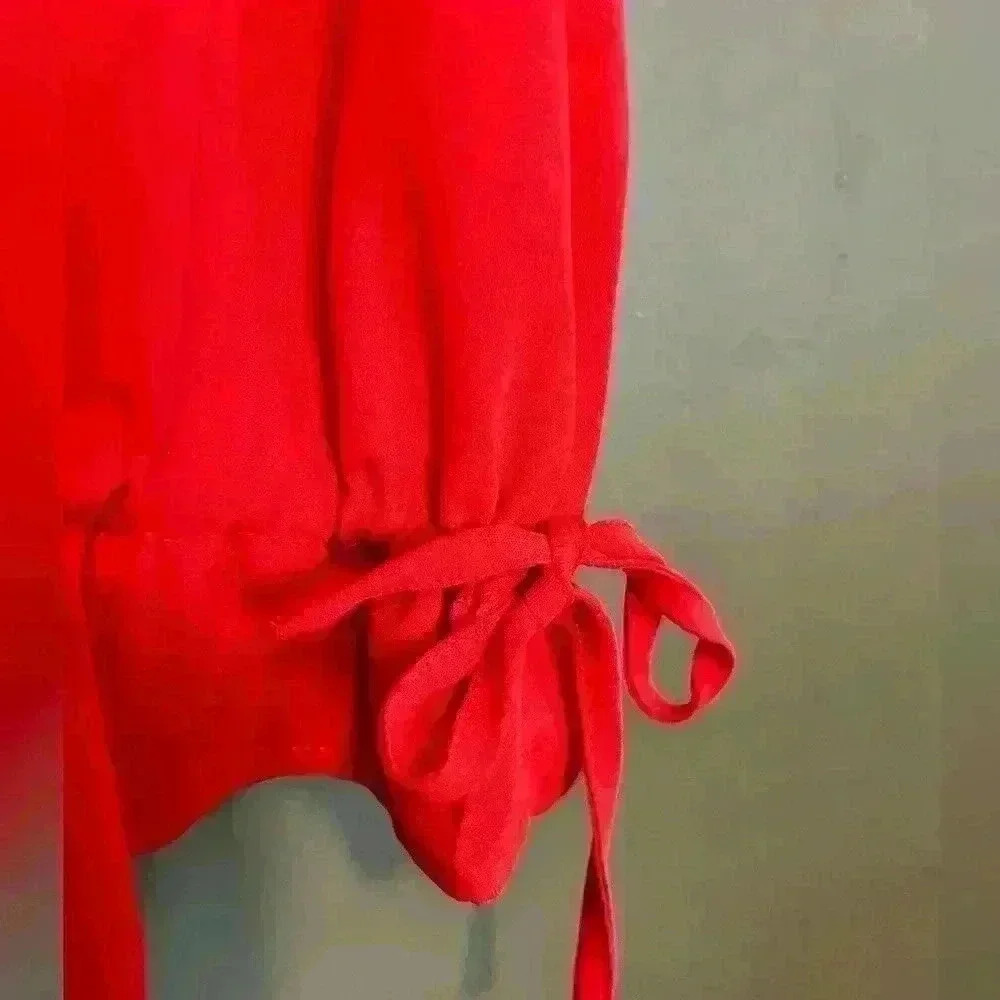 Orange Peplum Tank Top with Side Ties, Size XL - Picture 2 of 3